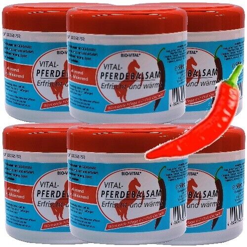 Bio-Vital Pferdebalsam Pferdesalbe erfrischt & wärmt mit Chili-Extrakt 500ml 6er