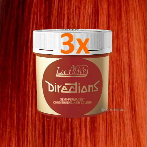 LaRiche Directions Haarfarbe Farbcreme FIRE Direktziehende Haartönung 88ml 3er P