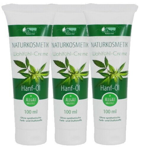 Hemp Oil Cream Anti-Aging Skin Cream Hemp Oil Care Lotion without fragrances 100ml 3x