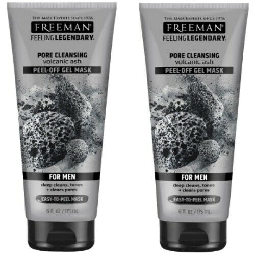 Freeman Men Volcanic Ash Pore Cleansing Peel-Off Gel Mask Large Tube 175ml 2x