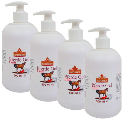 Pferdebalsam Chili wärmend Pferdegel Pferdesalbe Pumpflasche Naturhof 500ml 4x