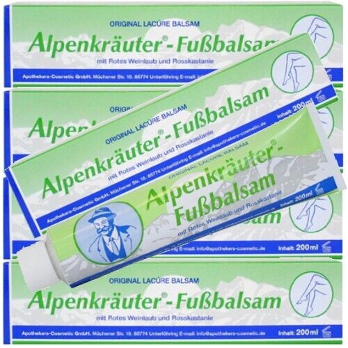Alpine Herb Foot Balm Cream Red Vine Leaves & Horse Chestnut Foot Care 200ml 5 Pack