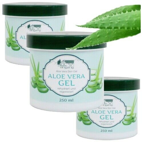 Aloe Vera Gel 250ml - spendet Feuchtigkeit & belebende Hautpflege Gel 3er Pack