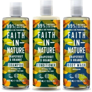 Faith in Nature Grapefruit & Orange Shampoo +Conditioner +Duschgel 400ml 3er SET