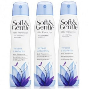 SOFT & GENTLE Verbena & Waterlily 48H Antitranspirant Deodorant 150ml 3er Pack