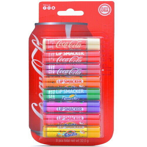 Lip Smacker Coca Cola Fanta Sprite 8x Lip Care Stick Lip Balm SET (e60)