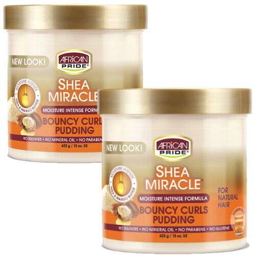 African Pride Shea Butter Miracle Moisture Intense Bouncy Curls Pudding 425g 2x