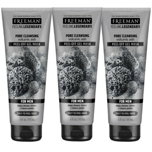 Freeman Men Volcanic Ash Pore Cleansing Peel-Off Gel Mask Large Tube 175ml 3x
