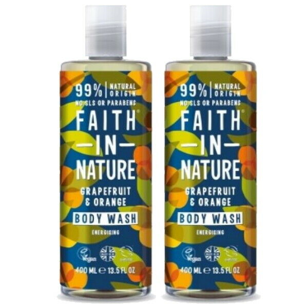 Faith in Nature Grapefruit & Orange Body Wash VEGAN Parabenfrei 400ml 2er Pack
