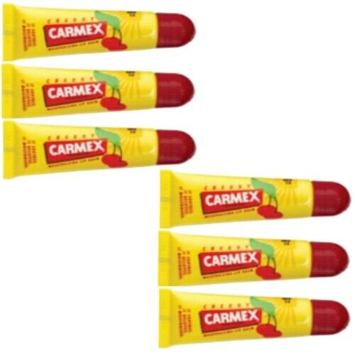 6er Pack Carmex Classic Cherry Lippenbalsam Original TUBE Lip Balm Kirsche 10g