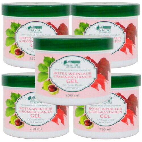 Rotes Weinlaub Rosskastanien Gel - Balsam Bein Venen Salbe Pullach Hof 250ml 5x