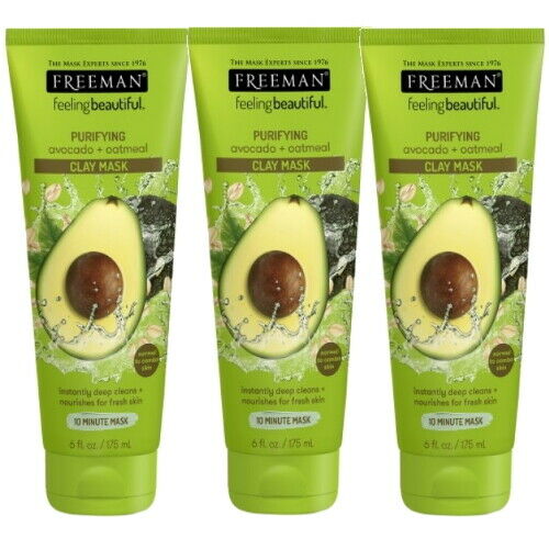 Freeman Prufiying Clay Mask Avocado Oatmeal Cleansing Mask Large Tube 175ml 3x