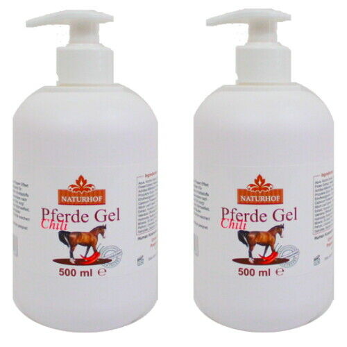 Pferdebalsam Chili wärmend Pferdegel Pferdesalbe Pumpflasche Naturhof 500ml 2x
