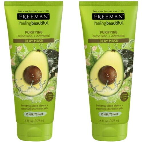 Freeman Prufiying Clay Mask Avocado Oatmeal Cleansing Mask Large Tube 175ml 2x