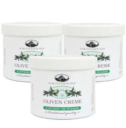 Olive Oil Cream Day Cream from Pullach Hof Protective Nourishing 250ml 3-pack
