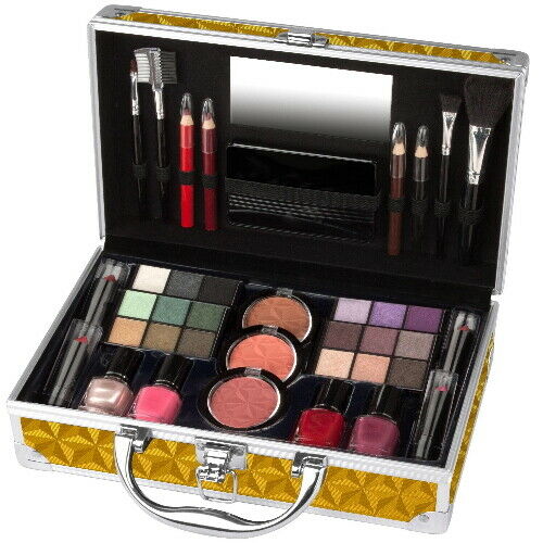 Super Teenager Kosmetik Make-up ALU Koffer Schminkkoffer 45tlg (gold)