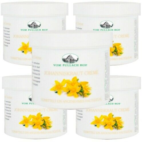 Johanniskraut Creme für juckende & gereizte Haut vom Pullach Hof 250 ml 5er Pack