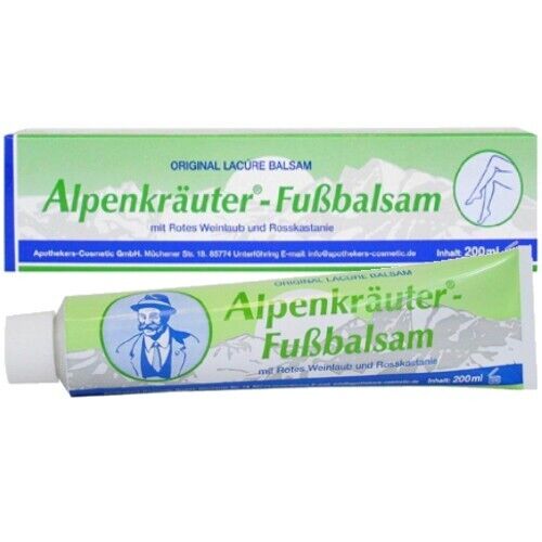 Alpine Herb Foot Balm Cream Red Vine Leaves & Horse Chestnut Foot Care Lacure 200ml