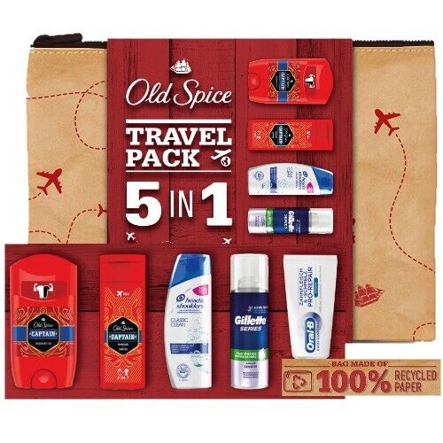 Old Spice Reiseset 5in1 CAPTAIN Deo+Showergel+ H&S + Gillette + Oral-B + Tasche