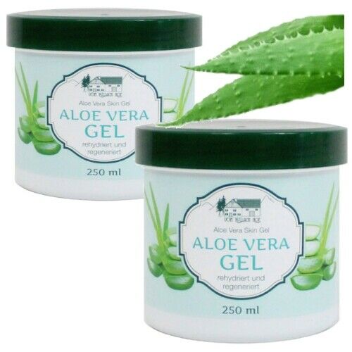 Aloe Vera Gel 250ml - spendet Feuchtigkeit & belebende Hautpflege Gel 2er Pack