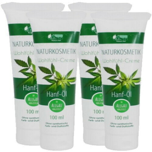 Hemp Oil Cream Anti-Aging Skin Cream Hemp Oil Care Lotion without fragrances 100ml 4x