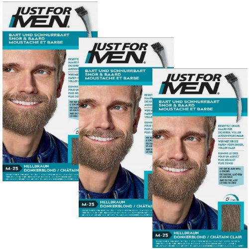 Just for Men Brush-In-Color-Gel für Bart&Schnurrbart Gel Pflege Hellbraun M-25 3er Pack