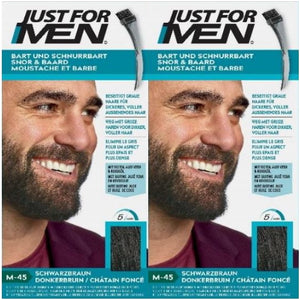 Just for Men Brush-In-Color-Gel für Bart&Schnurrbart Gel Pflege Schwarzbraun M-45 2er Pack