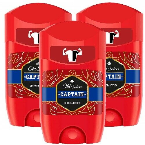 Old Spice CAPTAIN Deodorant Stick - Deodorant Stick 50ml Pack of 3