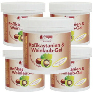 Roßkastanien und Weinlaub-Gel vom Pullach Hof Rosskastanien Balsam 250 ml 5er P.