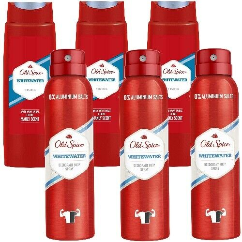 OLD SPICE Whitewater Deodorant Bodyspray & Showergel - Duschgel 6er SET