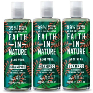 Faith in Nature Aloe Vera Shampoo VEGAN Parabenfrei pH-Neutral 400ml 3er Pack