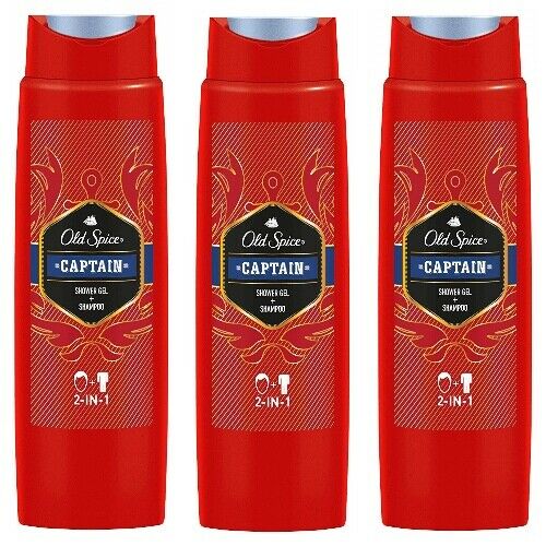 Old Spice CAPTAIN 2in1 Shampoo und Shower Gel / Duschgel 250ml 3er Pack