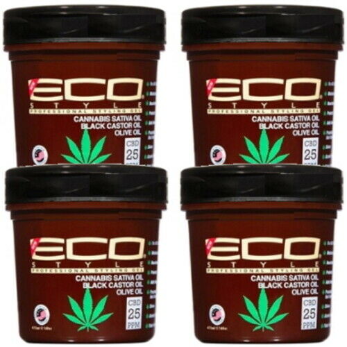 Eco Styler Cannabis Sativa, Black Castor, Oliven Öl Haar Styling Gel 473ml 4er Pack