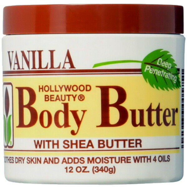 Hollywood Beauty Body Butter Vanilla mit Shea Körper Creme Trockene Haut 340g