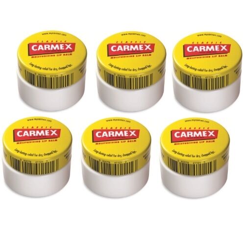 6er Pack Carmex Classic Lippenbalsam Original Tiegel Lip Balm 7,5g