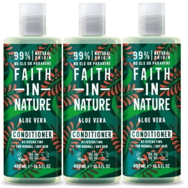 Faith in Nature Aloe Vera Conditioner VEGAN Parabenfrei pH-Neutral 400ml 3erPack
