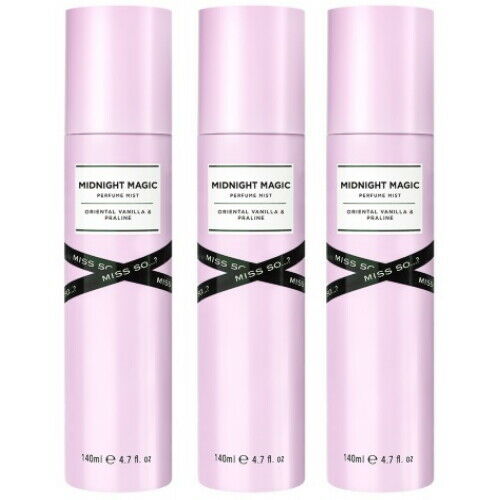 MISS SO...? MIDNIGHT MAGIC Vanilla &amp; Praline Body Mist Perfume Spray 140 ml pack of 3