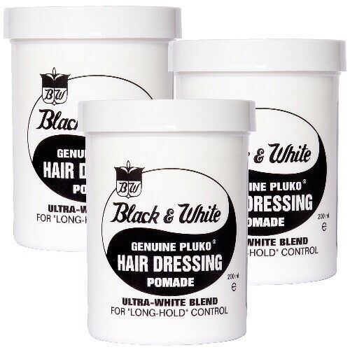 Black and White Genuine Pluko White Blend Hair Dressing Pomade Haarwax 200ml 3x