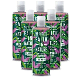 Faith in Nature Lavender & Geranium Shampoo  VEGAN Parabenfrei 400ml 6er Pack