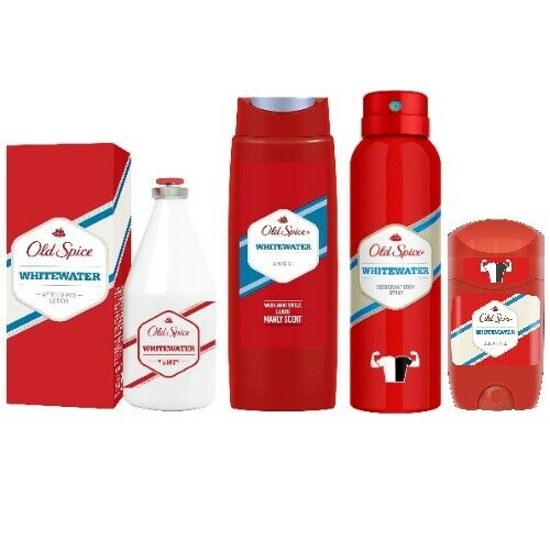 Old Spice Whitewater After Shave Lotion + Shower Gel + Deodorant Spray + Deodorant Stick SET of 4
