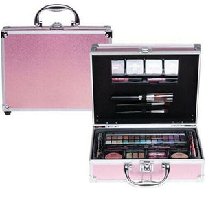 Schöne Shiny Pink Kosmetik Make-up ALU Koffer Schminkkoffer 45 tlg gefüllt(e343)