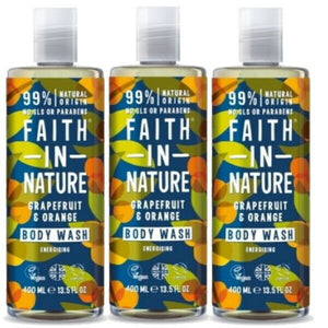 Faith in Nature Grapefruit & Orange Body Wash VEGAN Parabenfrei 400ml 3er Pack