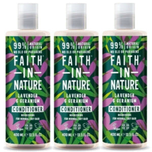 Faith in Nature Lavender & Geranium Conditioner VEGAN Parabenfrei 400ml 3er Pack
