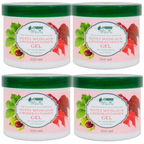 Rotes Weinlaub Rosskastanien Gel - Balsam Bein Venen Salbe Pullach Hof 250ml 4x