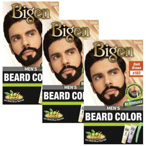 BIGEN Men's Beard Colour Bart & Schnurrbart Creme Farbe Dunkel Braun B103 3er P.