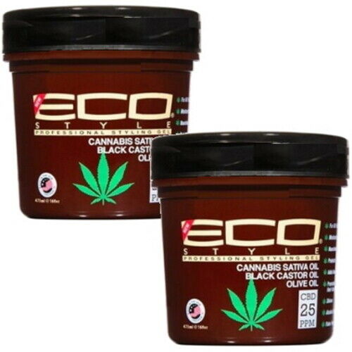 Eco Styler Cannabis Sativa, Black Castor, Oliven Öl Haar Styling Gel 473ml 2er Pack
