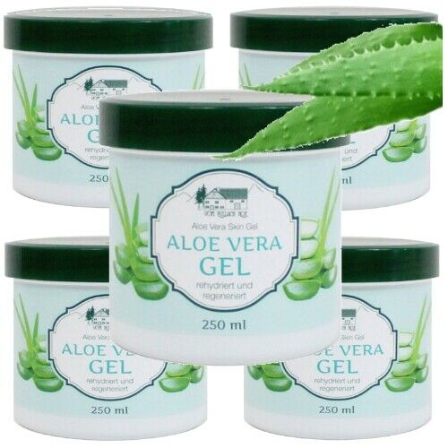 Aloe Vera Gel 250ml - spendet Feuchtigkeit & regeneriert Hautpflege Gel 5er Pack