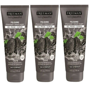 Freeman Charcoal Kohle+Scrub Gel Mask Peeling Maske Groß 175ml 3er P.