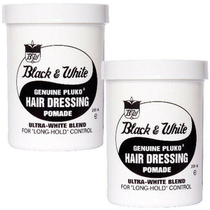 Black and White Genuine Pluko White Blend Hair Dressing Pomade Haarwax 200ml 2x