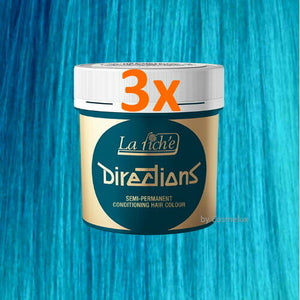 LaRiche Directions Haarfarbe TURQUOISE Direktziehend Haartönung 88ml 3er Pack